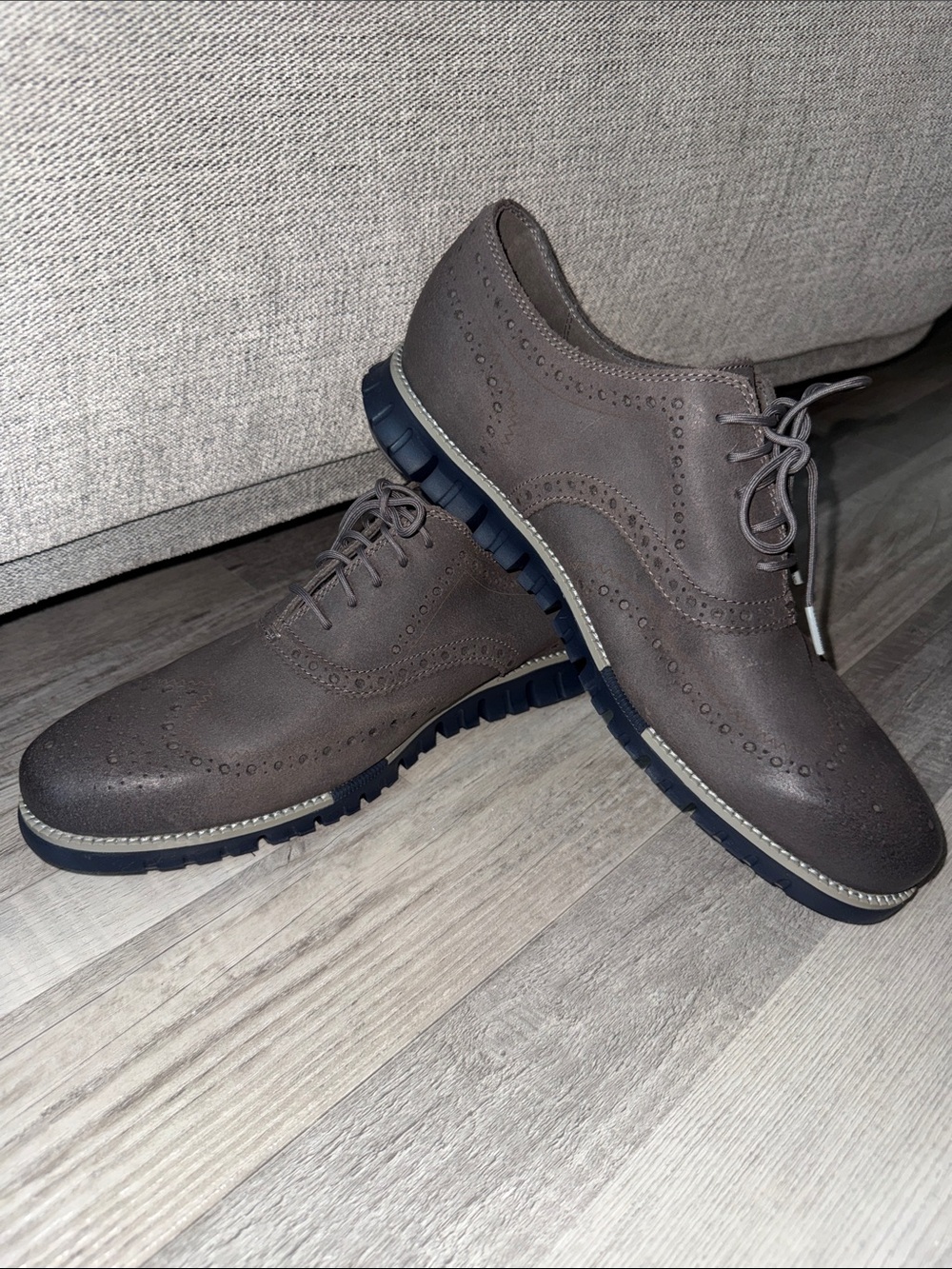 Cole Haan Zerogrand Men's Gray Wingtip Lace-Up Dress Shoes